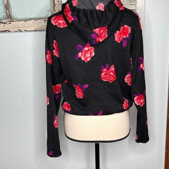 Pink by Victoria's Secret Black Floral Jacket Hoodie Women's Sweater Size Small - Picture 8 of 11